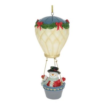 Hőlégballon hóemberrel 9x9x22cm