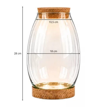   Florárium üveg parafa tetővel és aljjal Led világítással