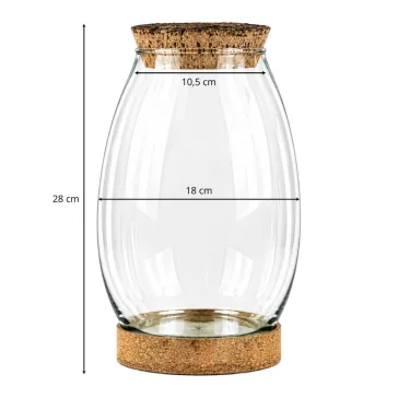 Florárium üveg parafa tetővel és aljjal 28 cm